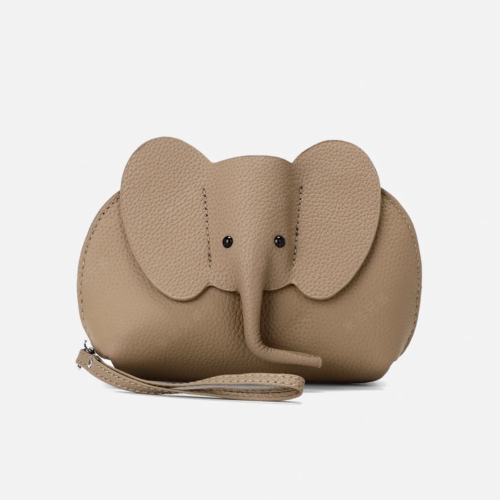 Small Leather Coin Purse for Women Cute Elephant Change Purse for Girls Zipper C